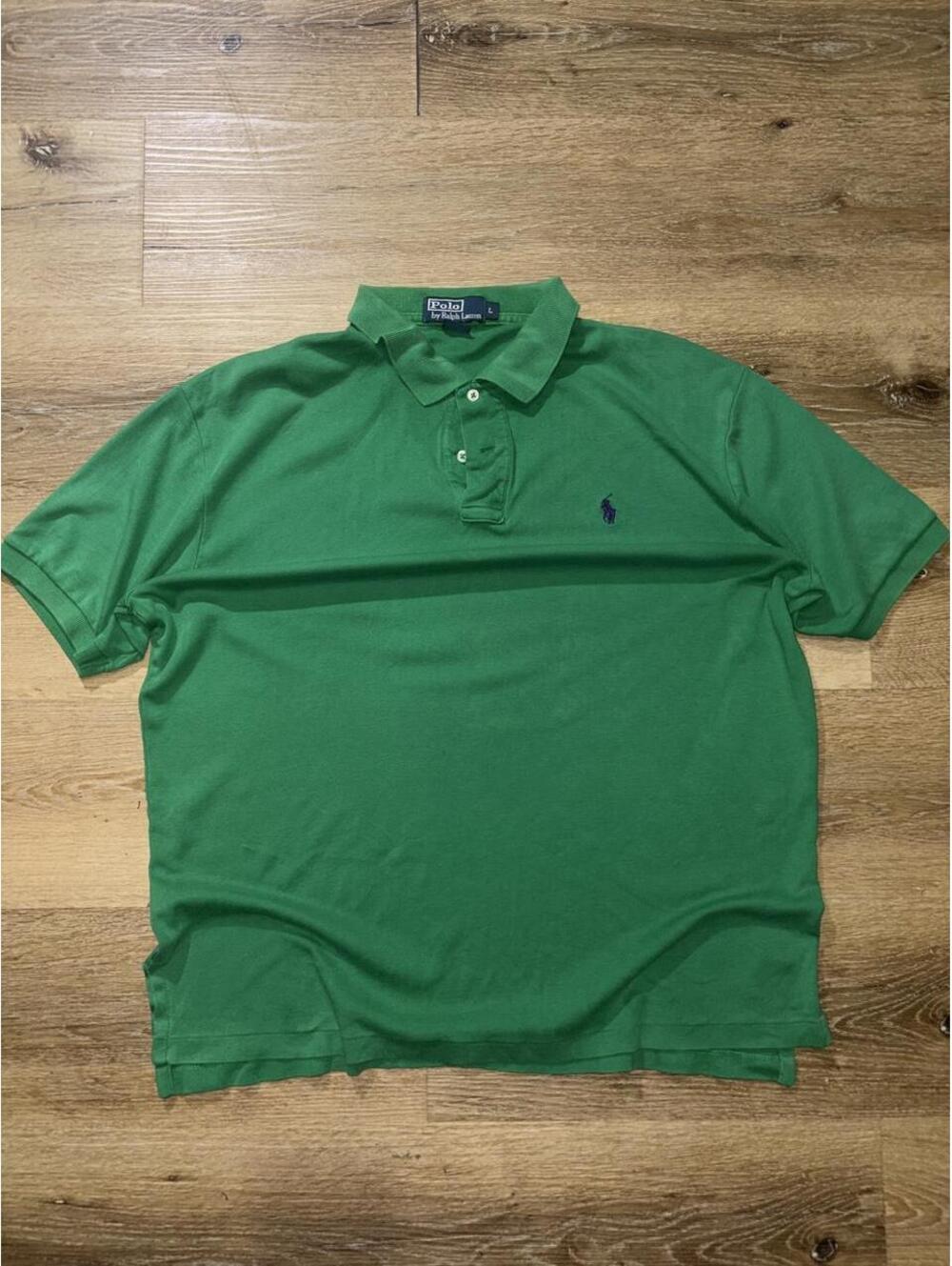 Polo Ralph Lauren Green 100% Cotton Polo Shirt Purple Pony — Men’s Large